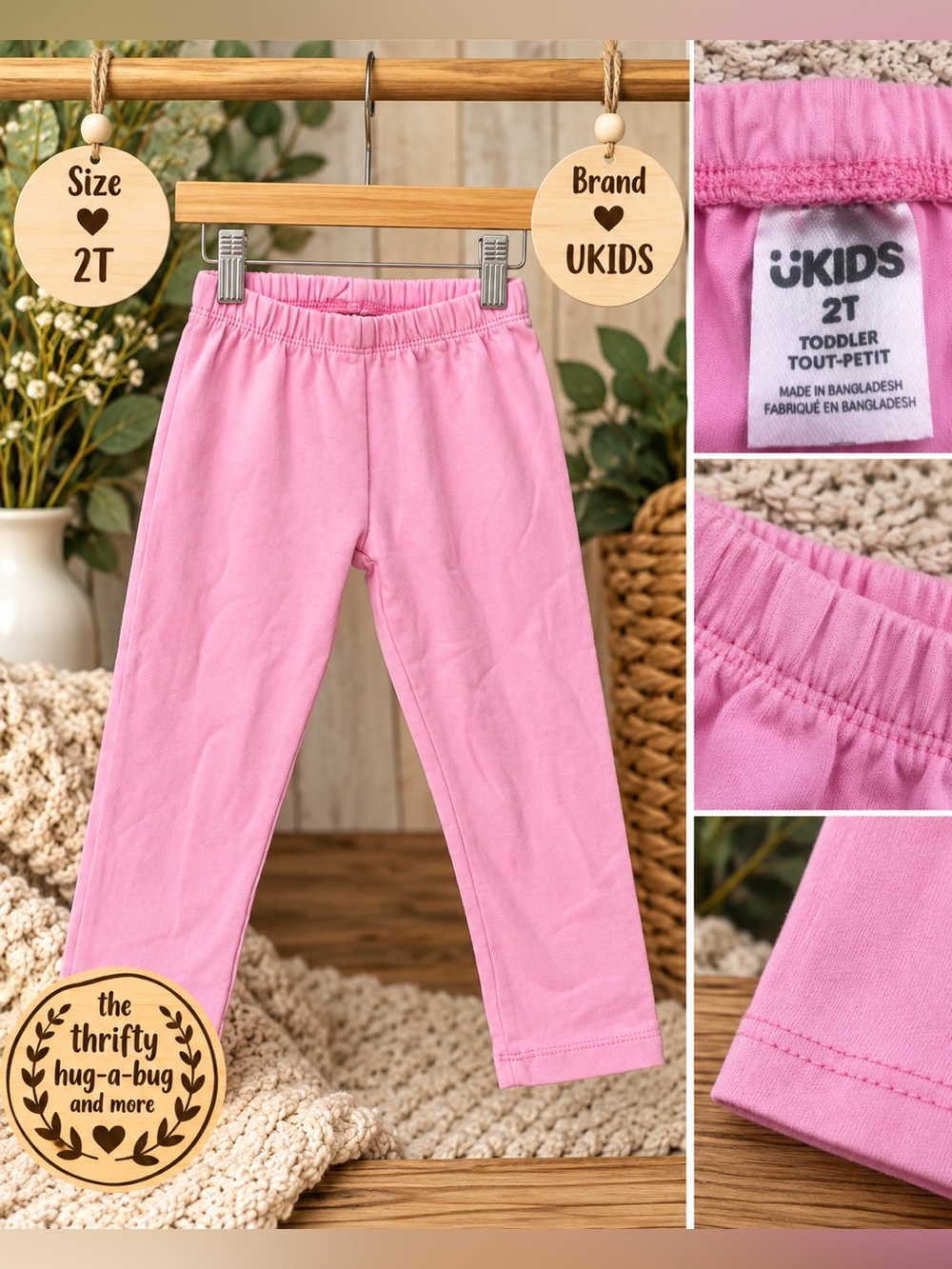 UKIDS Girls Pink Leggings 2T | Everyday Toddler Pants